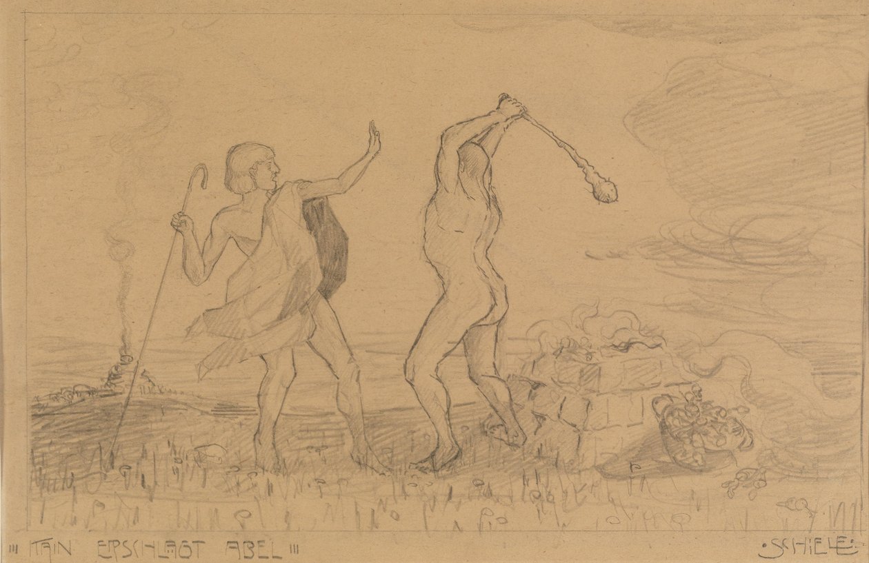 Kain dræber Abel af Egon Schiele