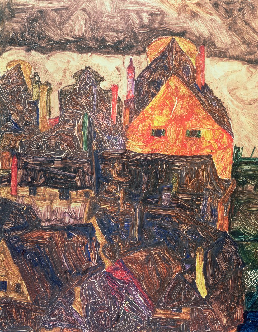 Krumau på Molde, 1912 af Egon Schiele
