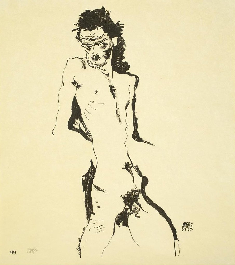 Mand nøgen (selvportræt) af Egon Schiele