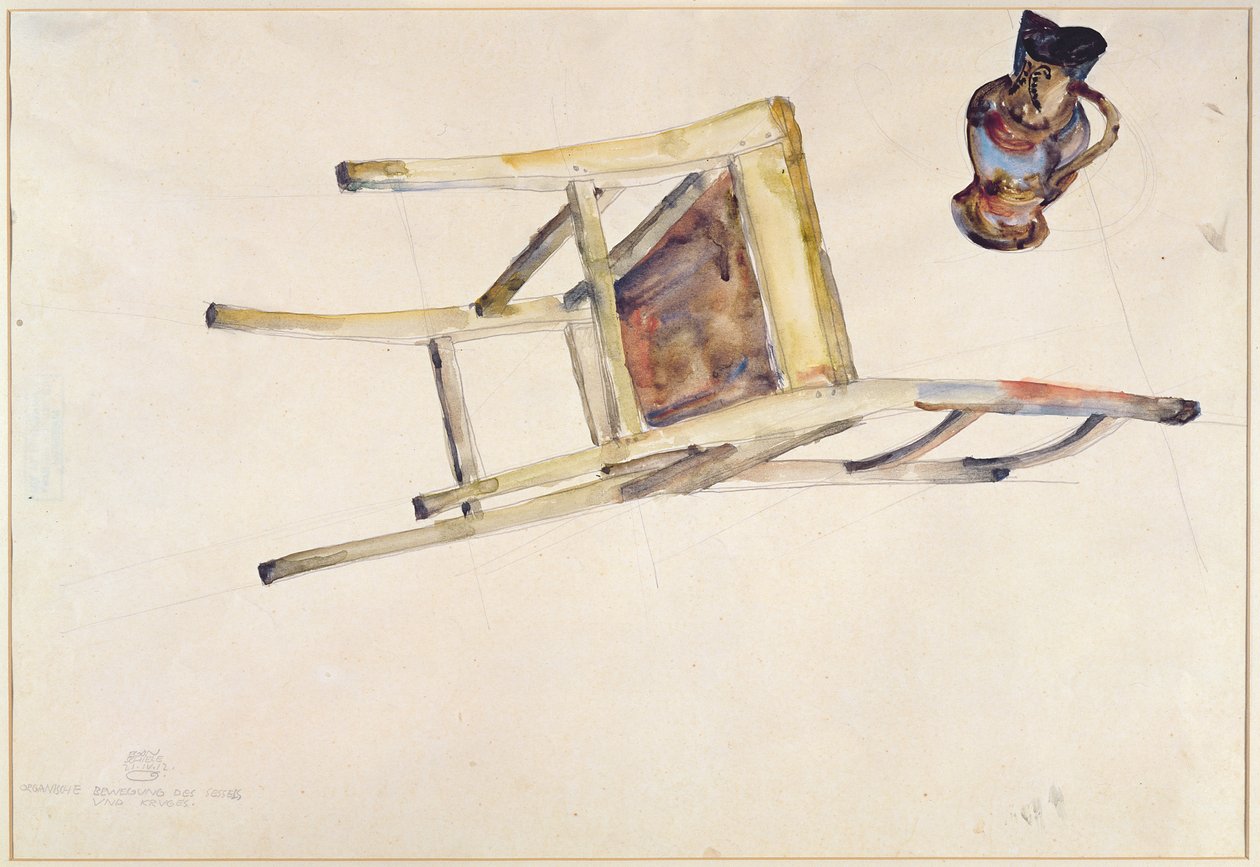 Organisk bevægelse af stol og kande, 1912 af Egon Schiele