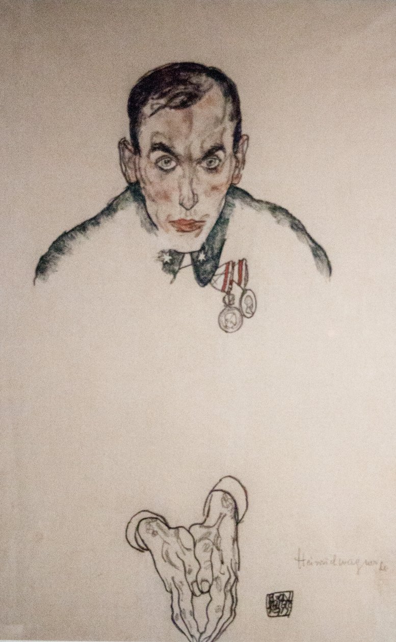 Portrætskitse af andenløjtnant Heinrich Wagner af Egon Schiele