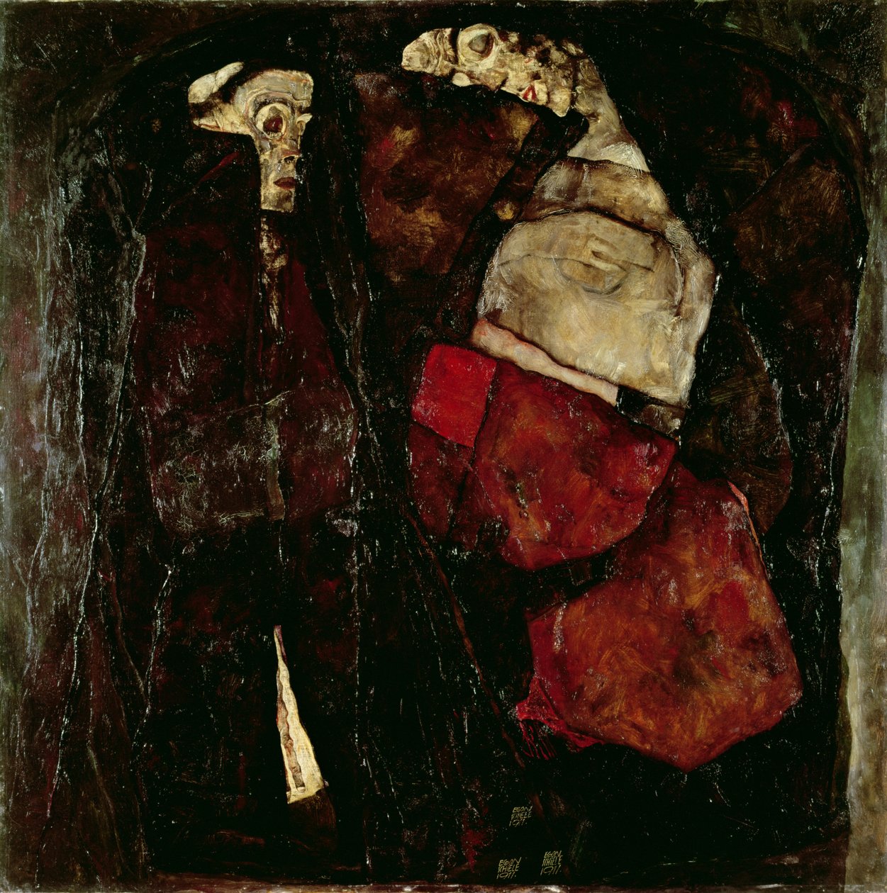 Gravid kvinde og død, 1911 af Egon Schiele