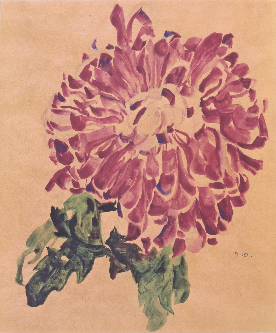 Rød krysantemum af Egon Schiele
