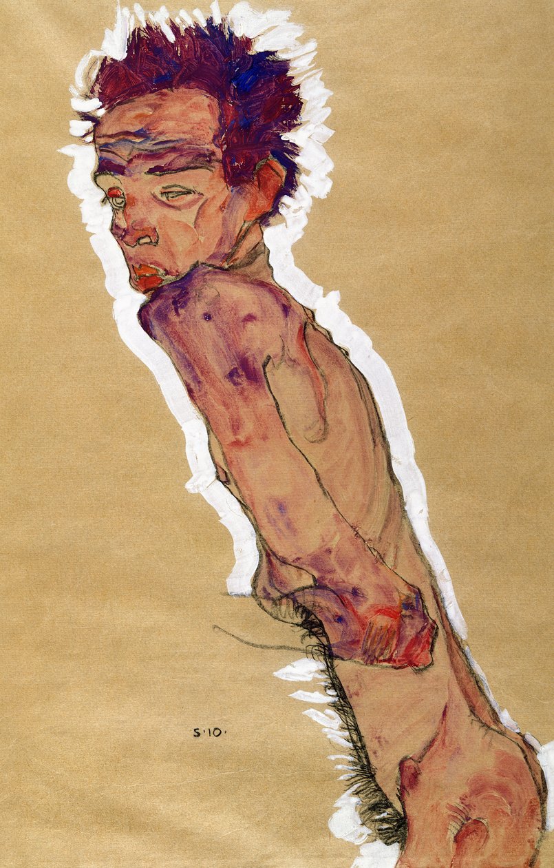 Selvportræt nøgen, 1910 af Egon Schiele