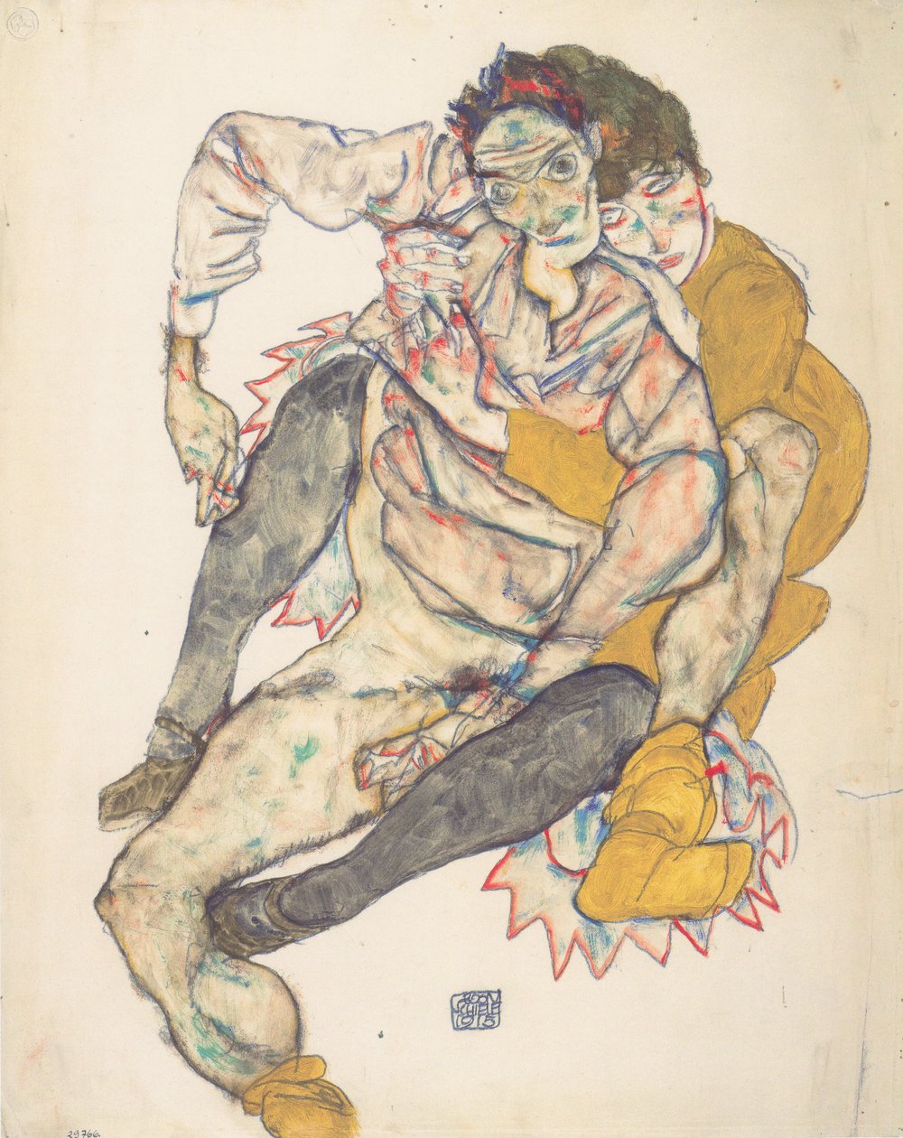 Siddende par af Egon Schiele