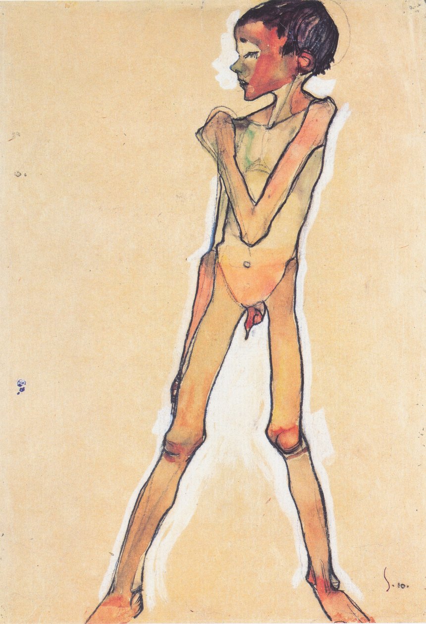 Stående mandlig handling af Egon Schiele
