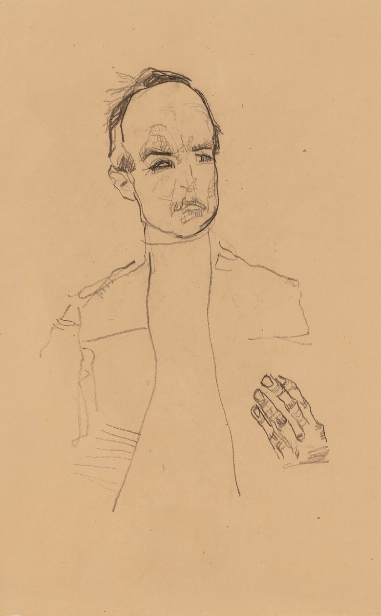 2022 NYR 20682 0724 001(egon schiele siddende dreng med foldede hænder portrætstudie dr oska011034) af Egon Schiele