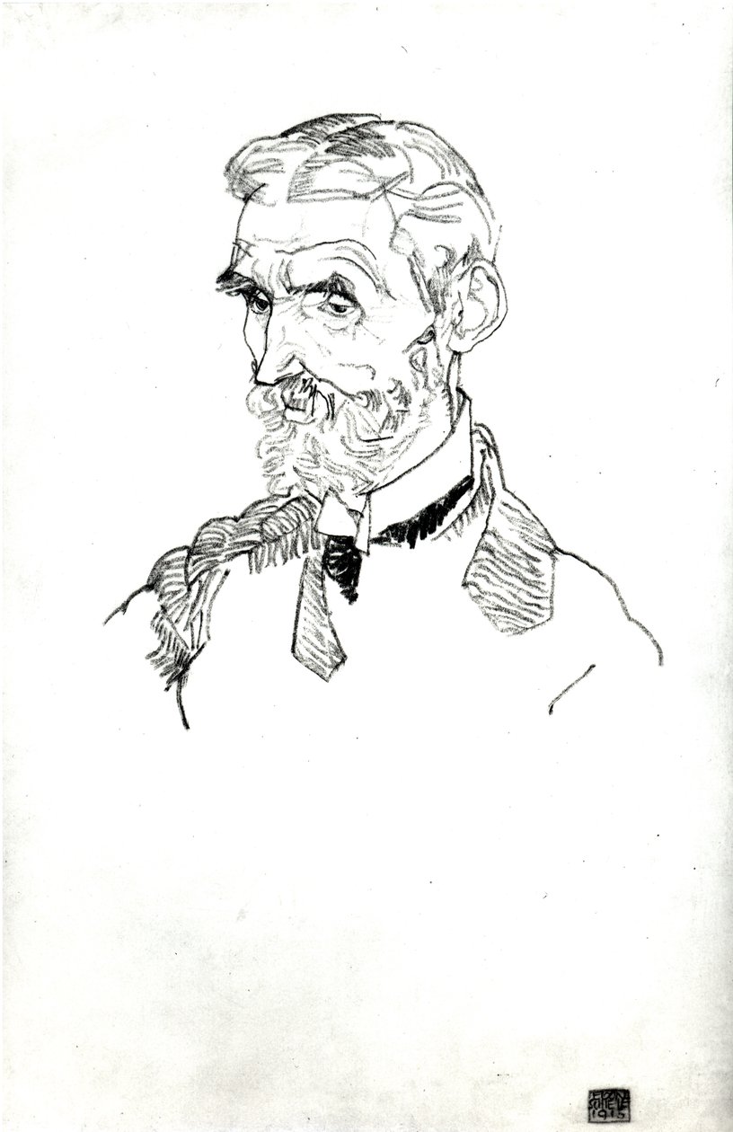 Et portræt af kunstnerens svigerfar, Johann Harms, 1915 af Egon Schiele
