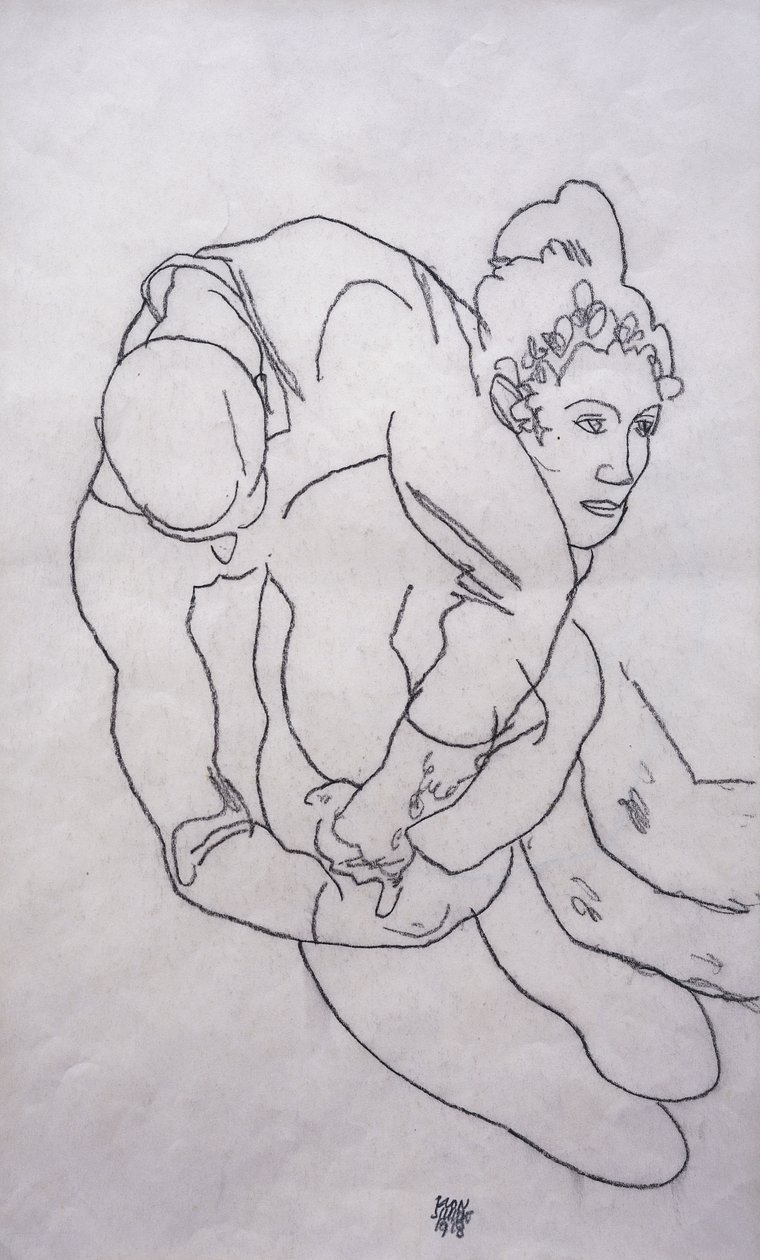 At blive omfavnet; Uarmende, 1918 af Egon Schiele