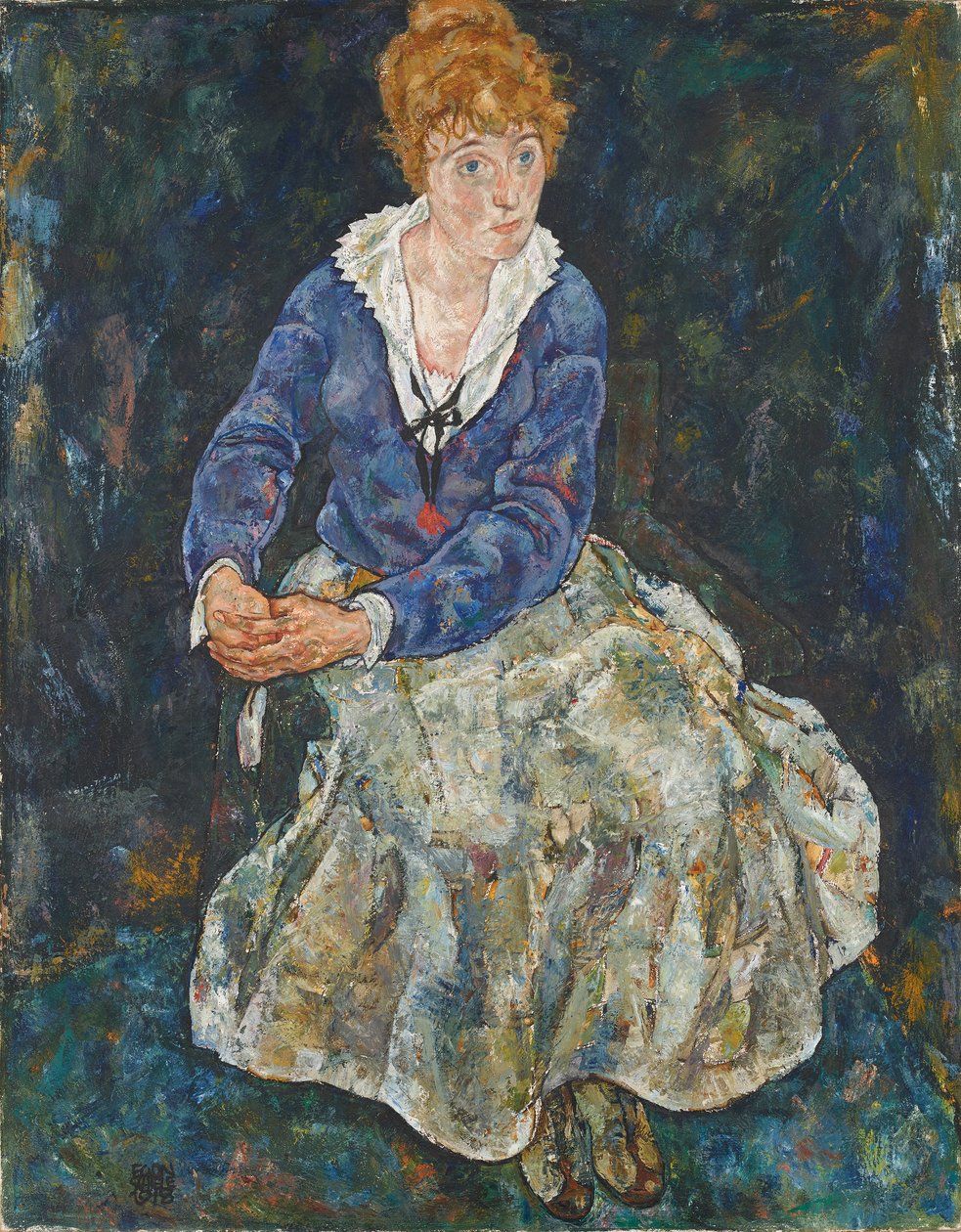Portræt af kunstnerens kone, Edith Schiele af Egon Schiele