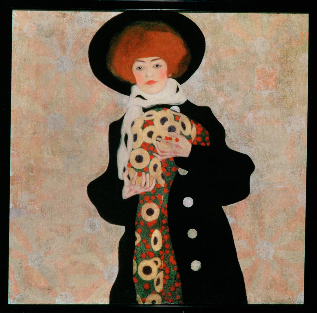 Bildnis einer Frau mit schwarzem Hut [Portræt af en ... af Egon Schiele