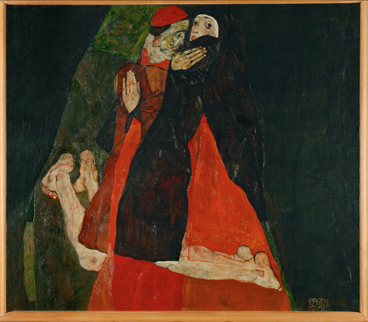 Kardinal og nonne, kærtegn (olie på lærred) af Egon Schiele