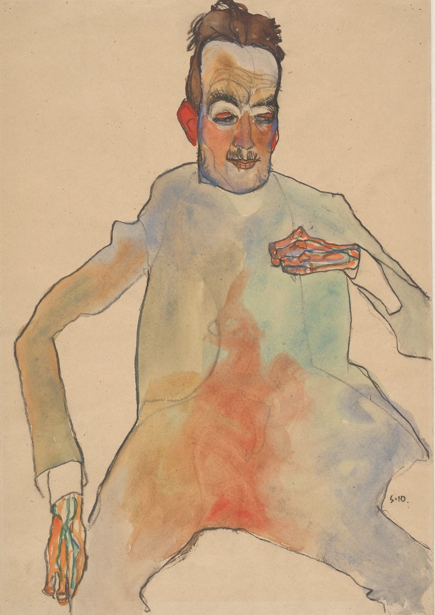Cellist, 1910. af Egon Schiele