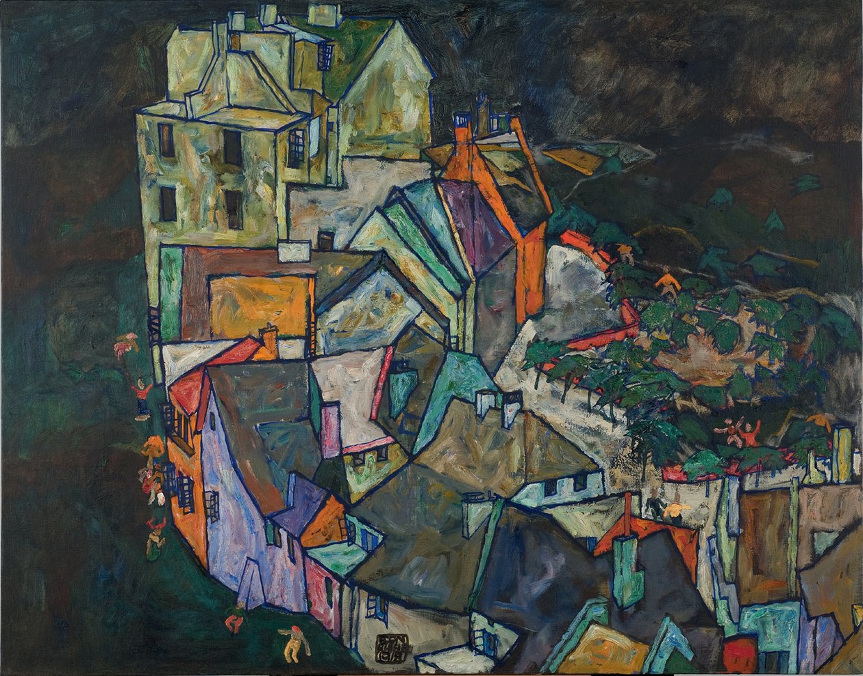 Halvmåne af huse III af Egon Schiele