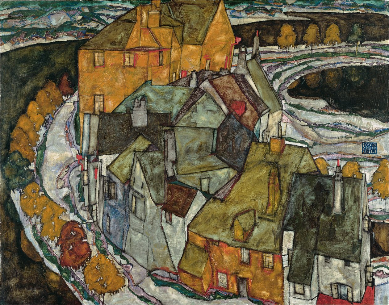 Häuserbogen II („Inselstadt”) af Egon Schiele