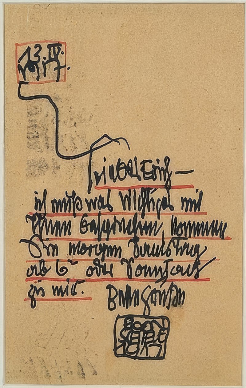 Personligt postkort til Erich Lederer. 1917 af Egon Schiele