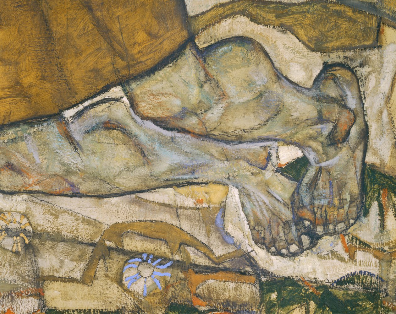 Entschwebung (Die Blinden III), De blinde ... (olie og akvarel på lærred) af Egon Schiele