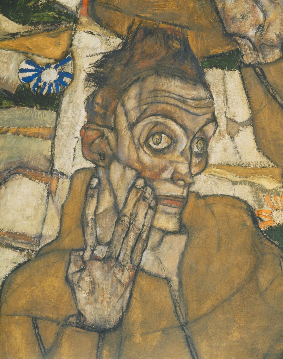 Entschwebung (Die Blinden III), De blinde ... (olie og akvarel på lærred) af Egon Schiele