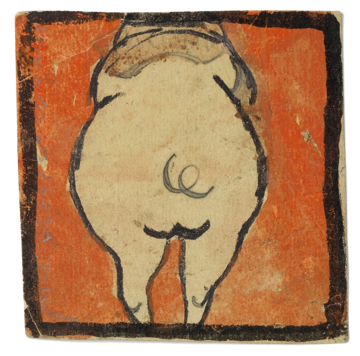 Entwurf für eine Wanddekoration im Atelier Wattmanngasse (Schwein von hinten?) af Egon Schiele