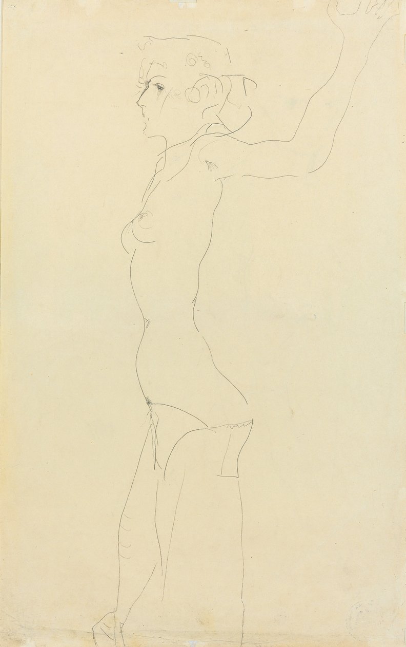 Kvinde nøgen; Madchenakt, 1911 af Egon Schiele