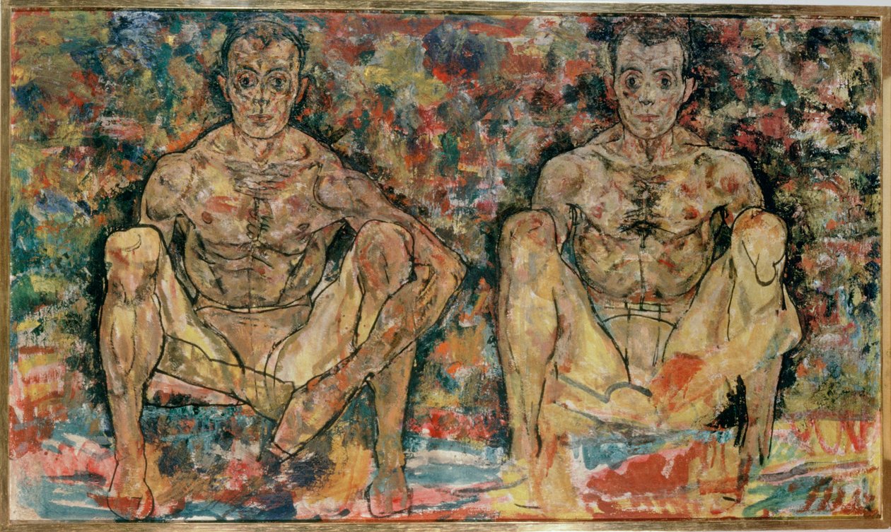 Et mandligt par på hug ... af Egon Schiele