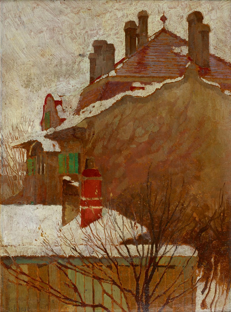 Huse om vinteren Udsigt fra atelieret, 1907-1908. af Egon Schiele