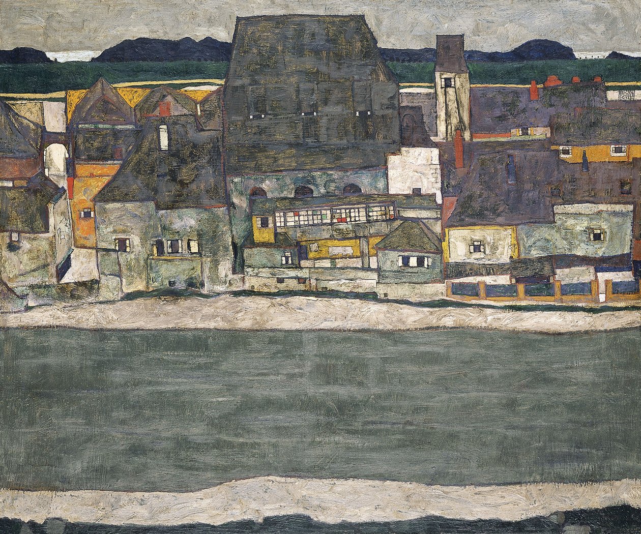 Huse ved floden Den gamle bydel, 1914 af Egon Schiele