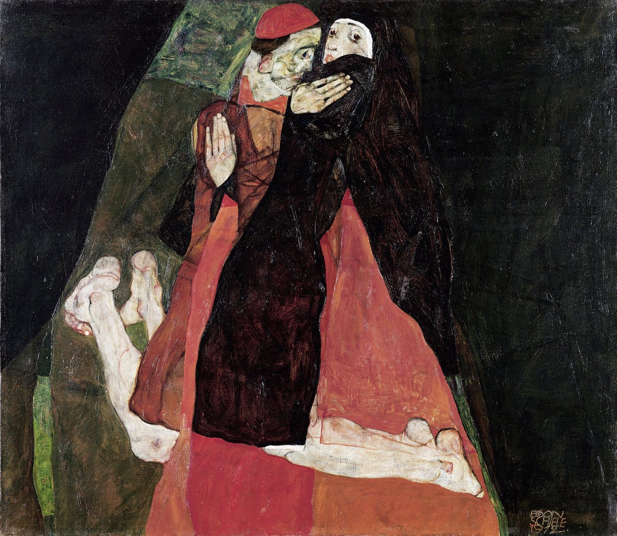 ""Kardinalen og nonnen"" Maleri af Egon Schiele (1890-1918) 1912 Leopold Museum, Wien af Egon Schiele