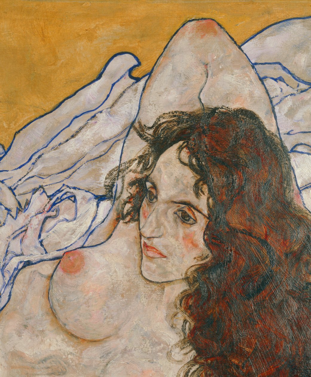 Liegende Frau (olie på lærred) af Egon Schiele