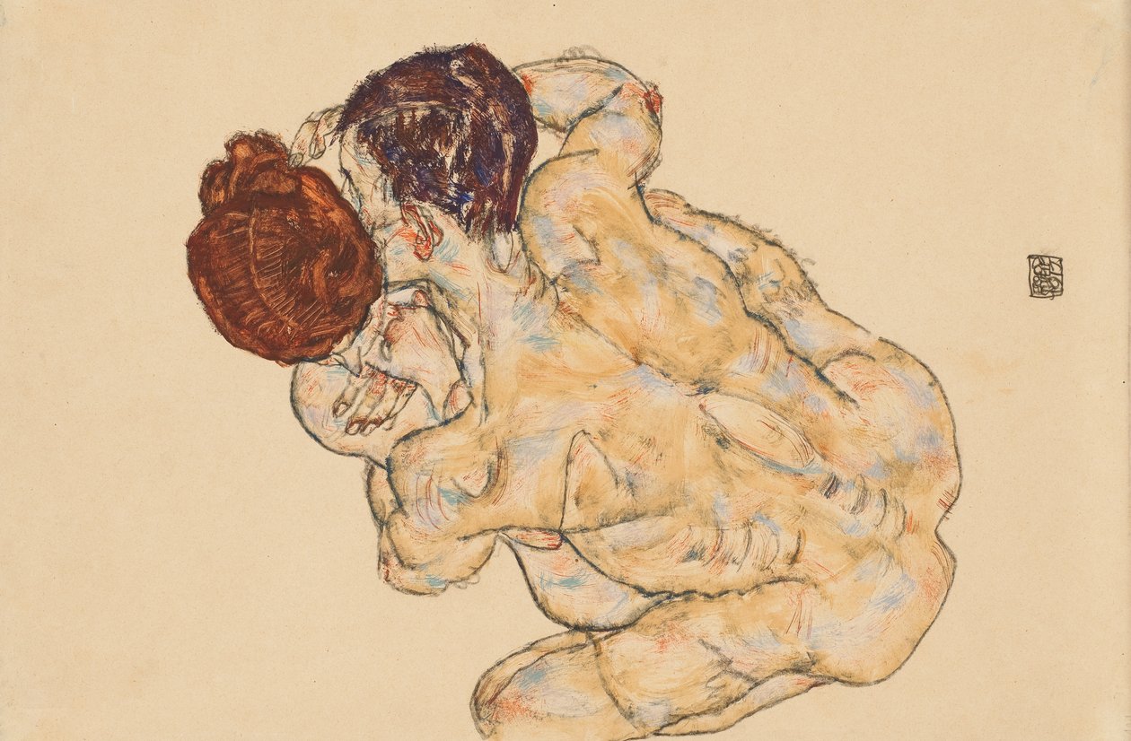 Mand og kvinde af Egon Schiele