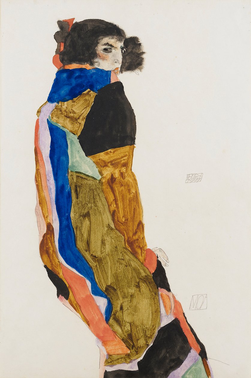 Moah. Værk af Egon Schiele (1890-1918), akvarel og gouache på papir af Egon Schiele