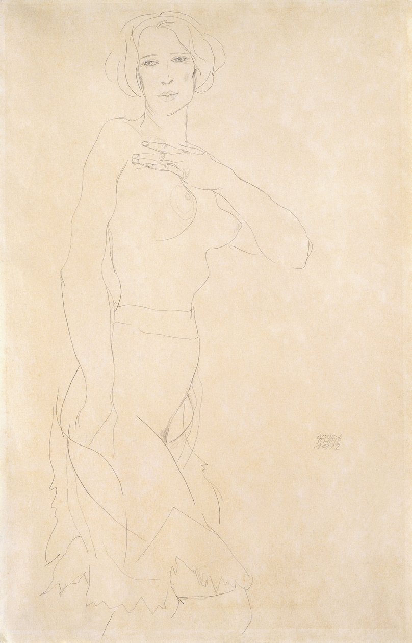 Nøgen pige, 1912 af Egon Schiele