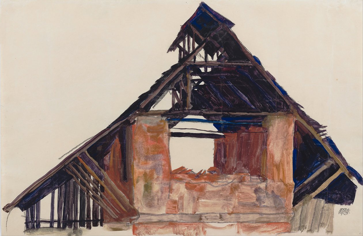 Gammel gavl, 1913 af Egon Schiele