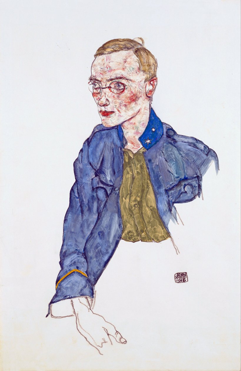 Etårig frivillig underkorporal - Schiele, Egon (1890-1918) - 1916 - Blyant, Gouache på papir - 48x31,3 - Leopold Museum, Wien af Egon Schiele