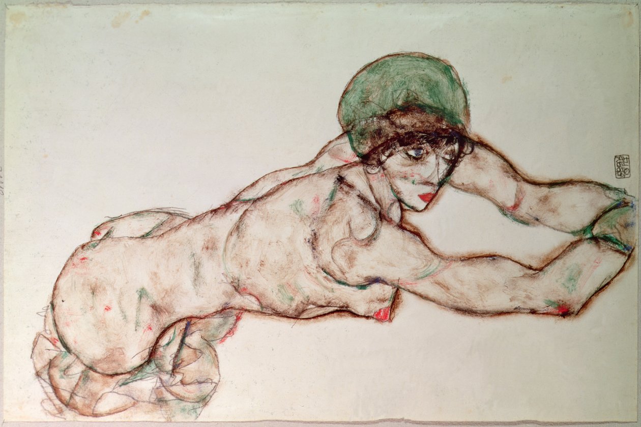 Udstrakt nøgen af Egon Schiele