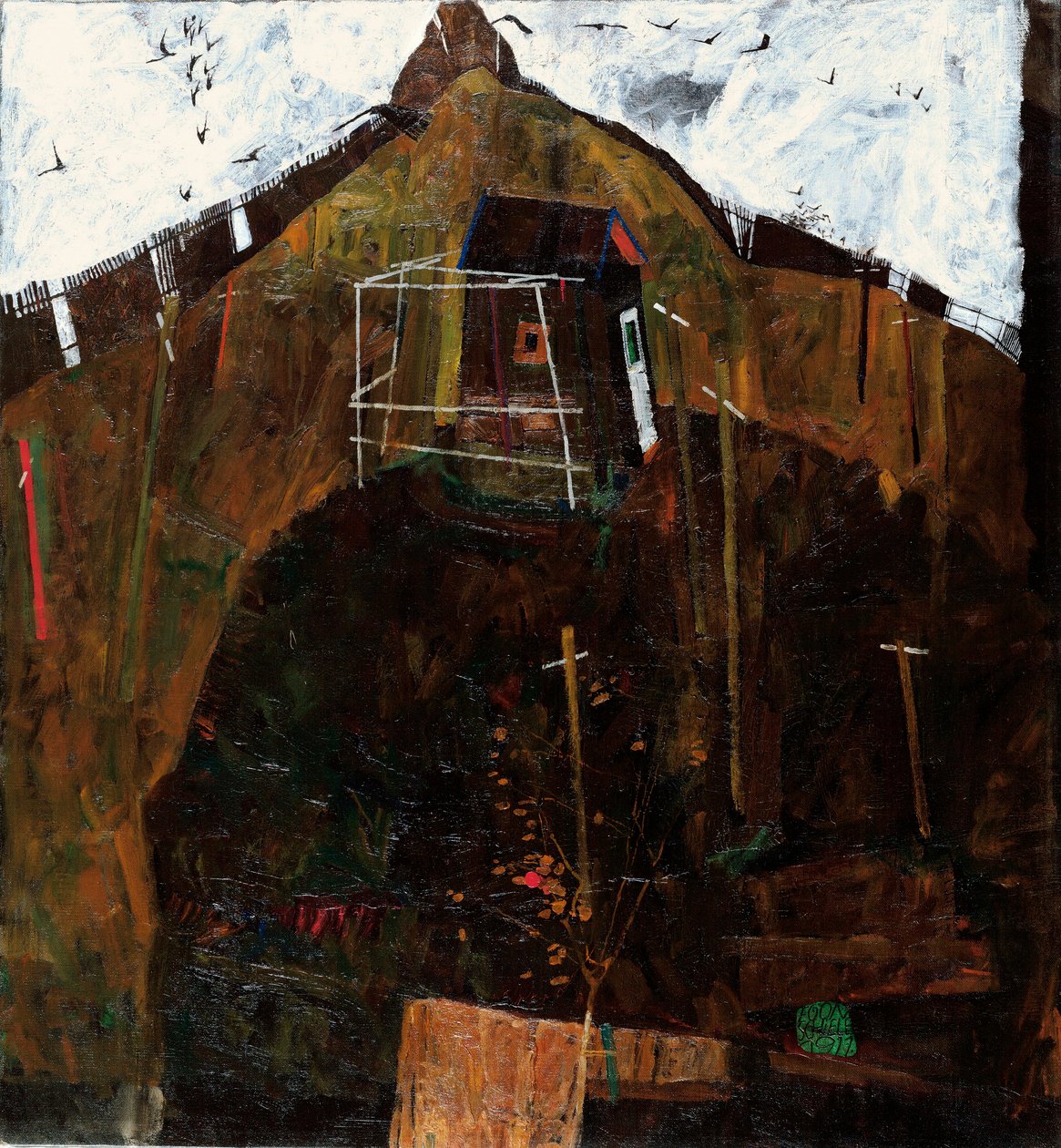 Landskab med ravne - Maleri af Egon Schiele (1890-1918) olie på lærred (95,8x89 cm) af Egon Schiele