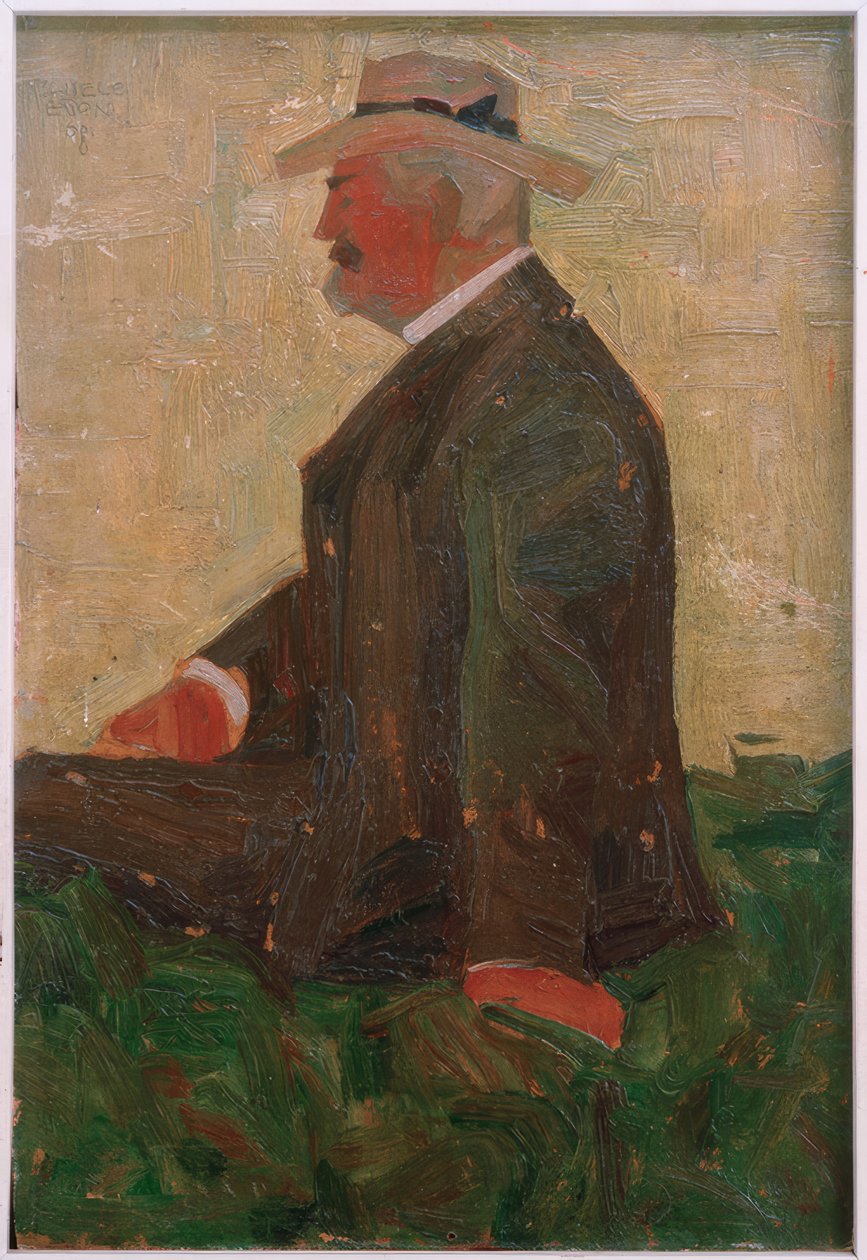 Portræt af en skægget mand med en stråhat (Leopold Czihacz af Egon Schiele
