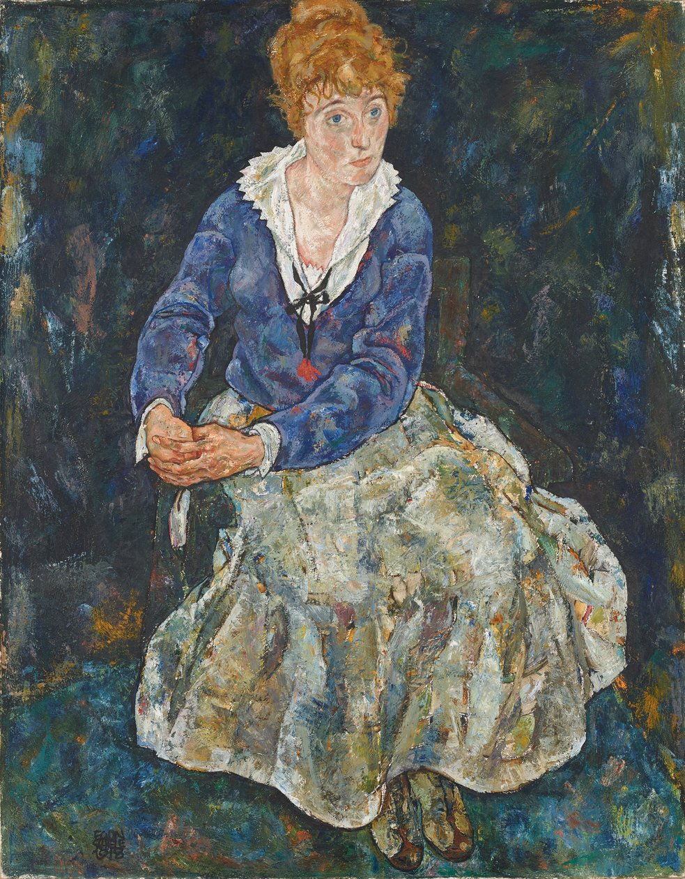 Portræt af Edith Schiele, kunstnerens kone, 1918. af Egon Schiele