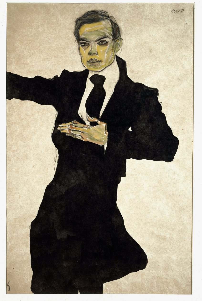 Portræt af Max Oppenheimer (1885-1954), tysk maler Tegning af Egon Schiele (1890-1918), af Egon Schiele