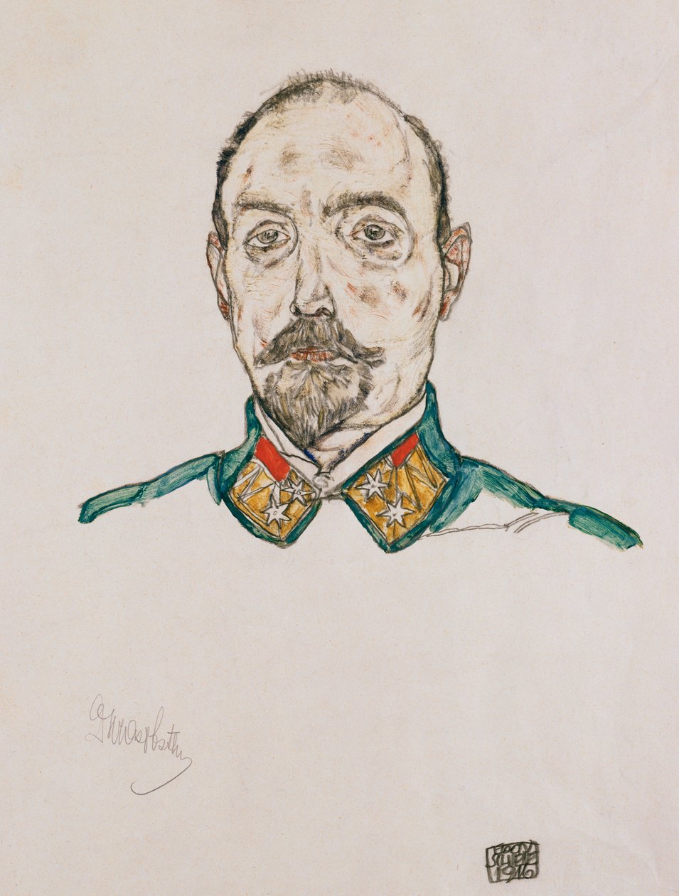Portræt af en førstebetjent, 1916 af Egon Schiele