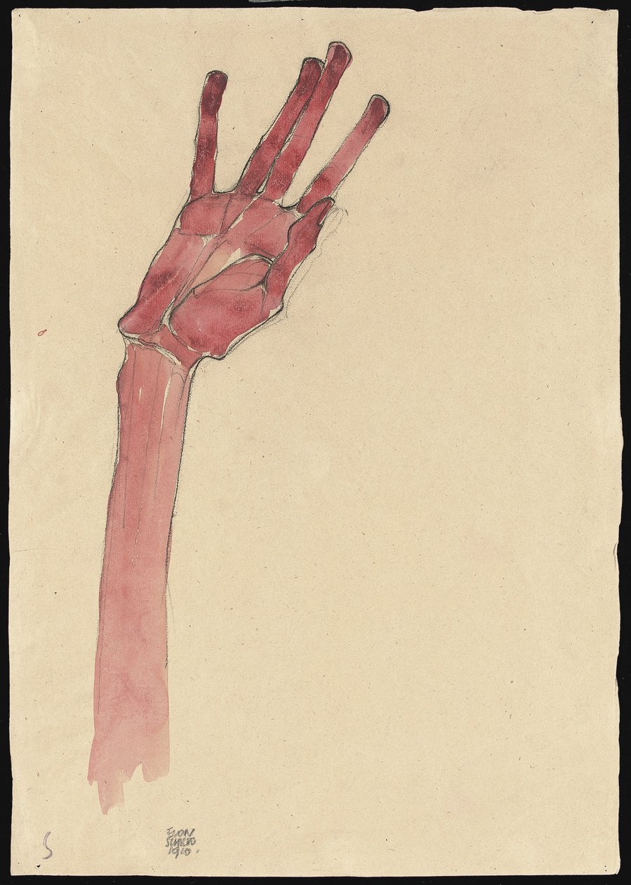 Løft rød hånd, 1910 af Egon Schiele