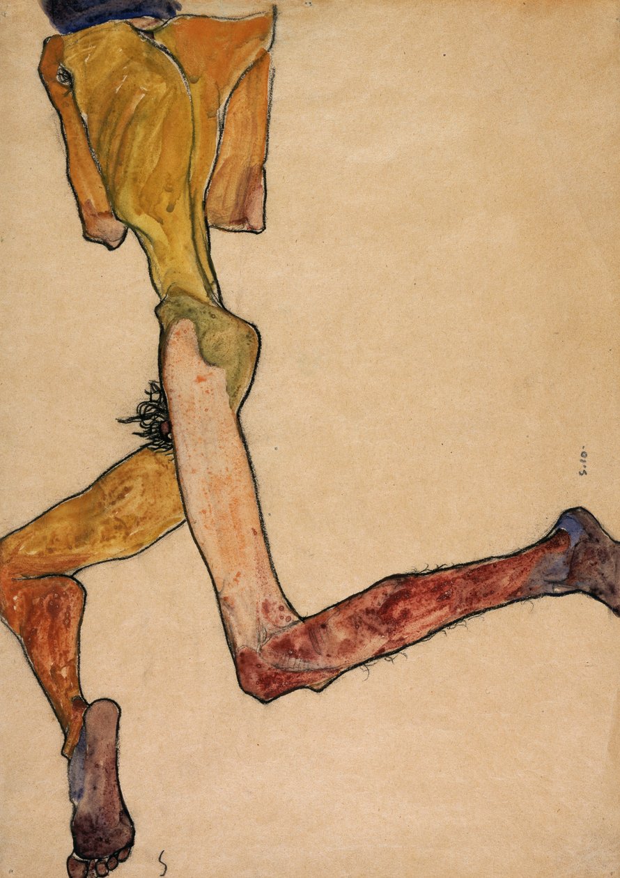Liggende nøgen mand, 1910 af Egon Schiele