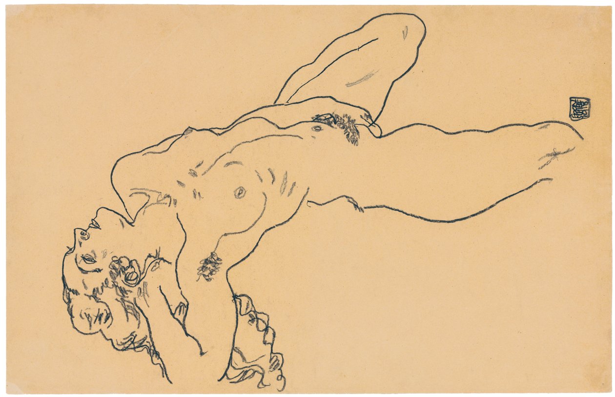 Liggende nøgen, 1918 af Egon Schiele