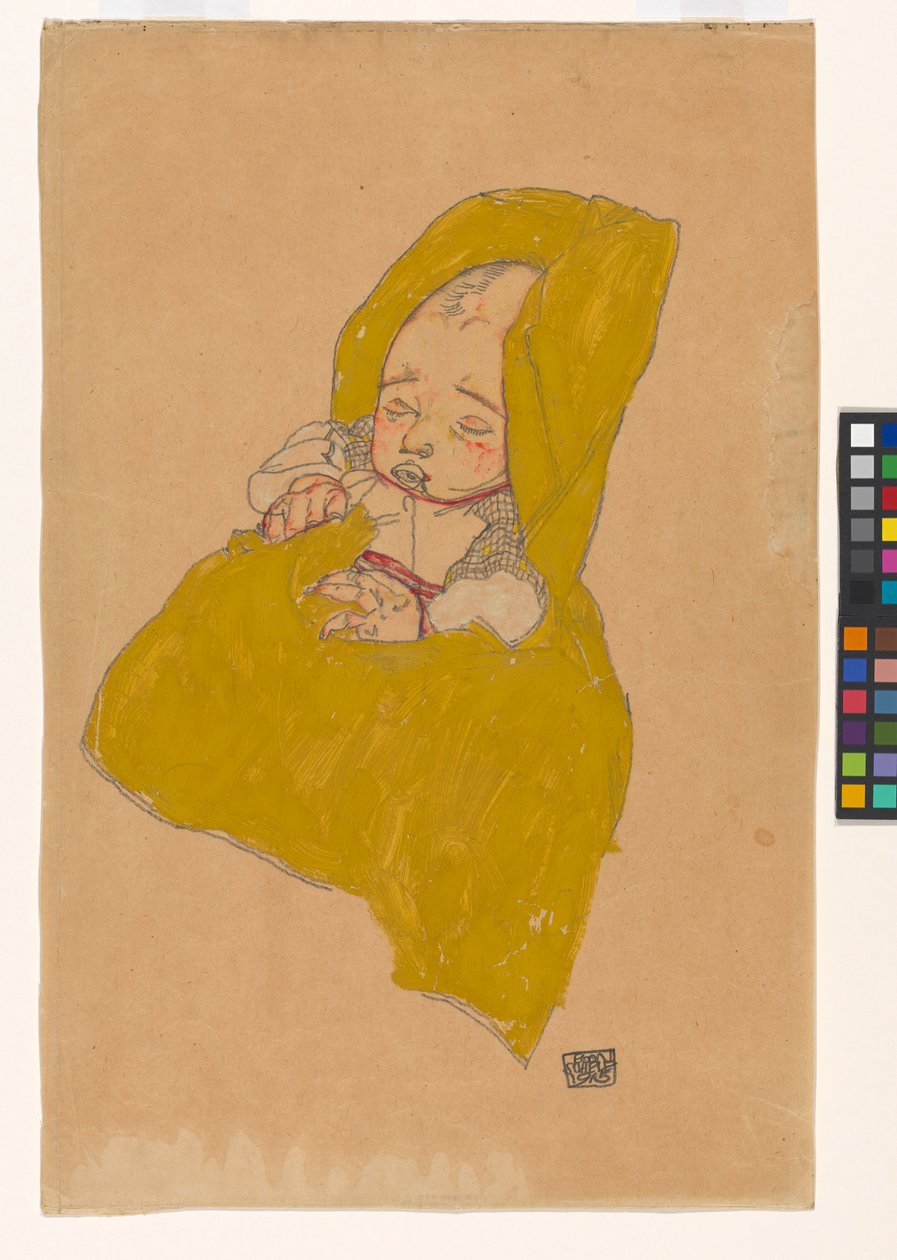 Säugling im Wickelpolster af Egon Schiele