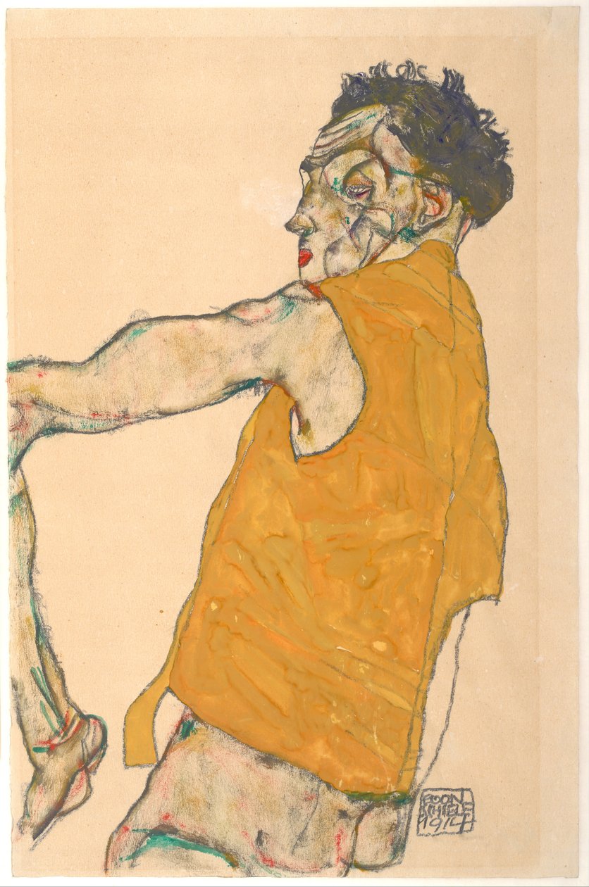 Selvportræt i gul vest, 1914 af Egon Schiele