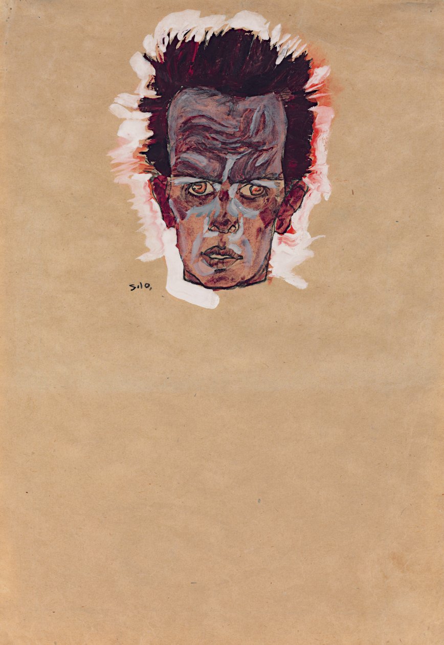 Selvportræt, Hoved; Selvportræt, hoved, 1910 af Egon Schiele