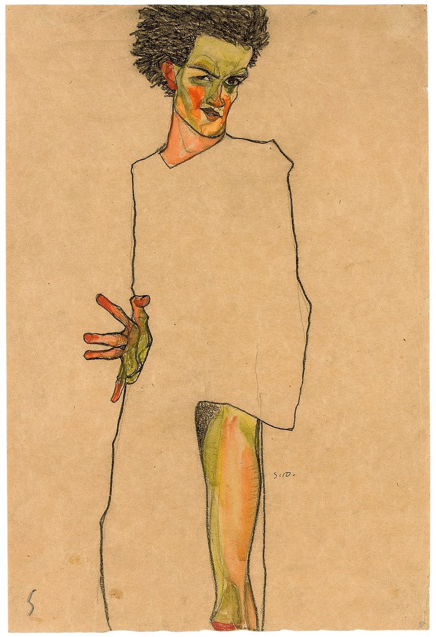 selvportræt; Selvportræt, 1910 af Egon Schiele