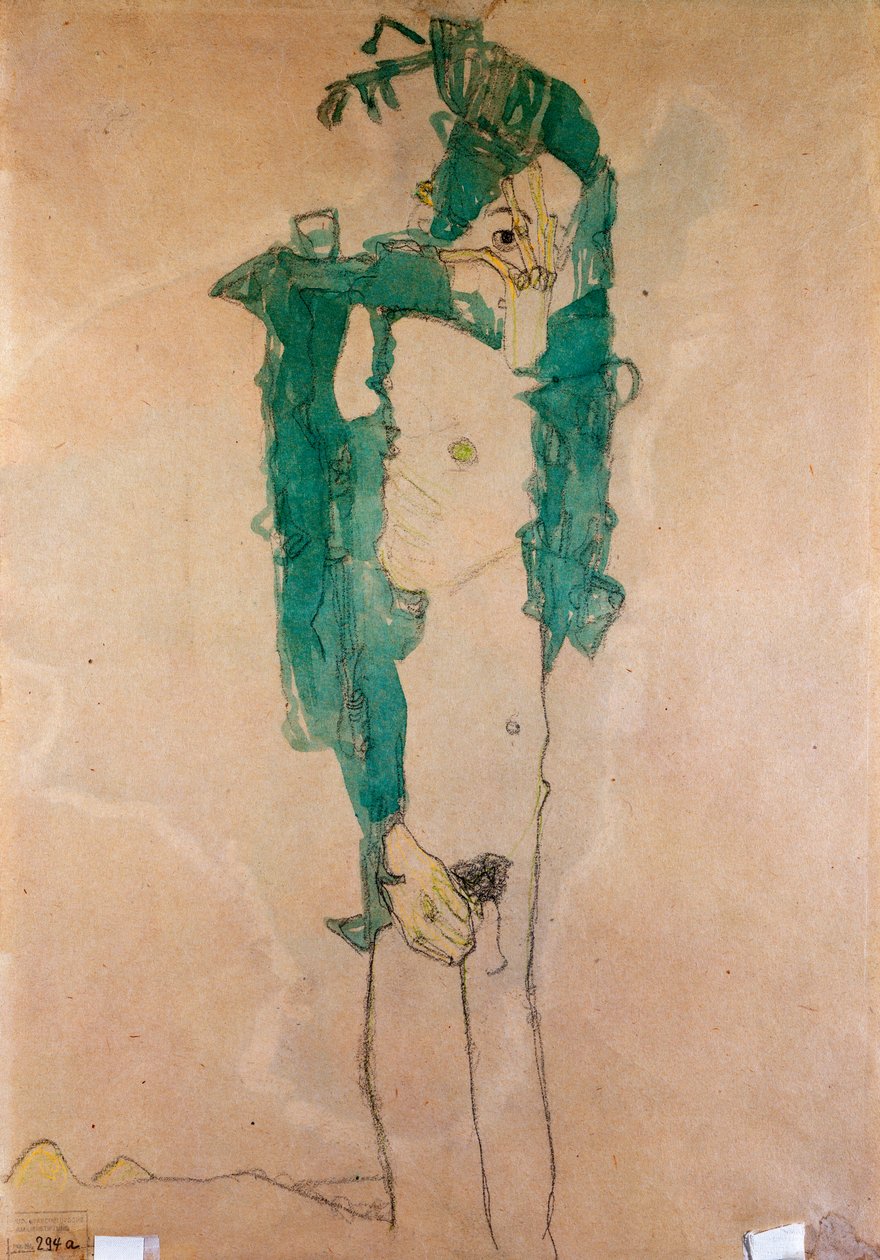 Selvportræt, ca. 1910 af Egon Schiele