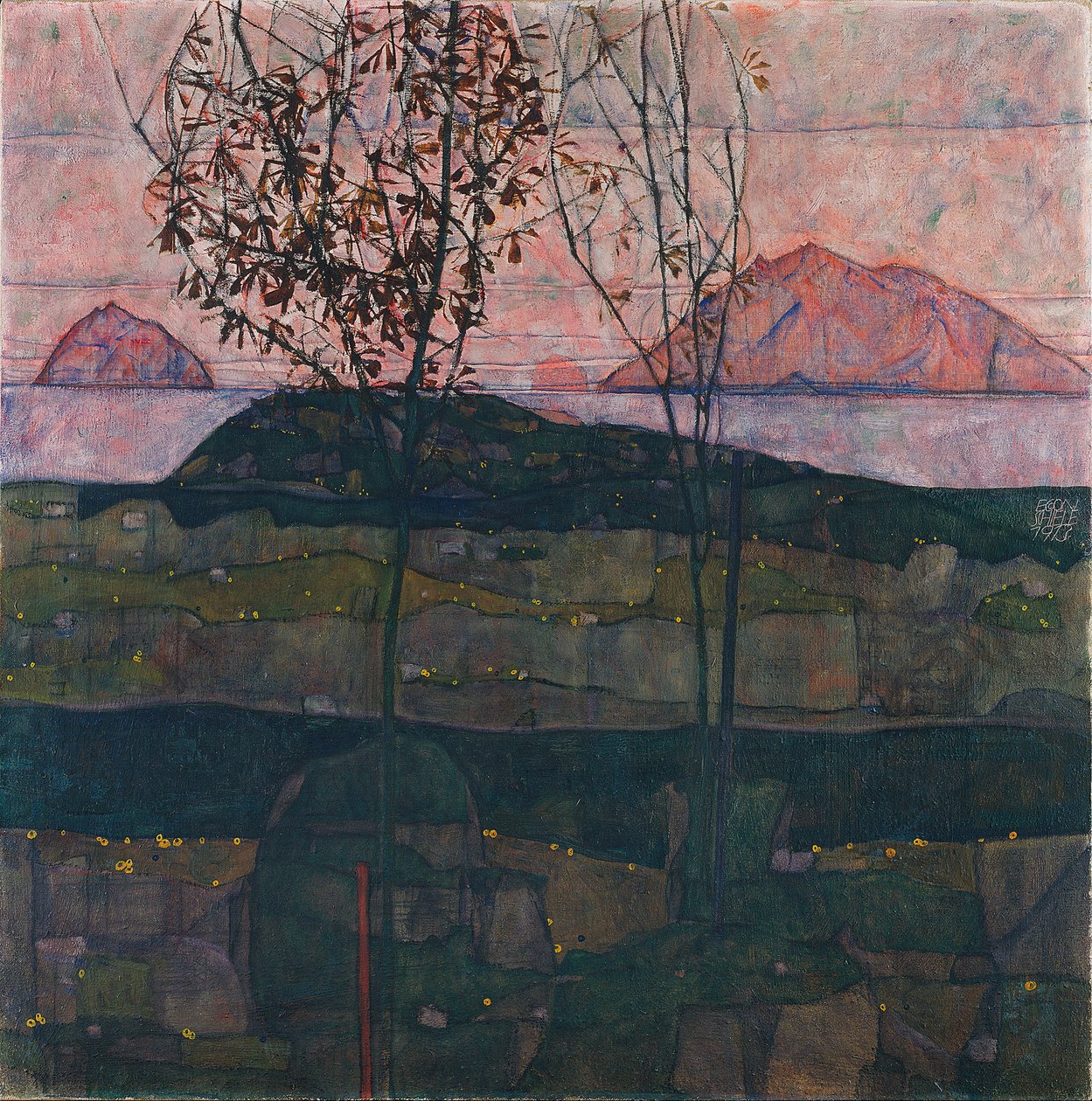 Solnedgang, 1913 af Egon Schiele