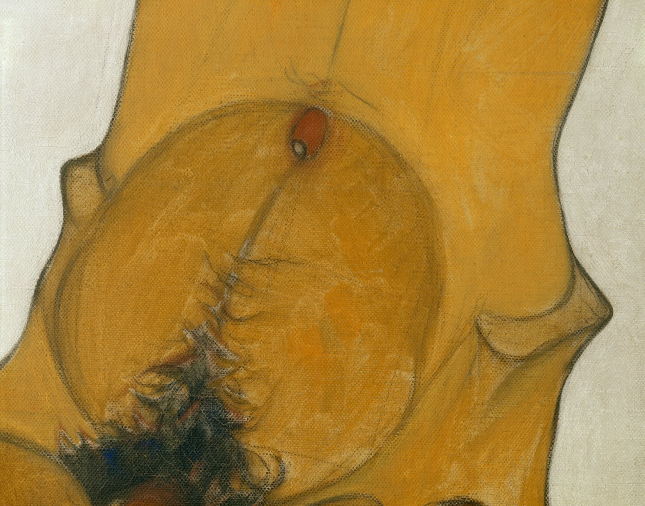 Sitzender Männerakt ... (olie og akvarel på lærred) af Egon Schiele